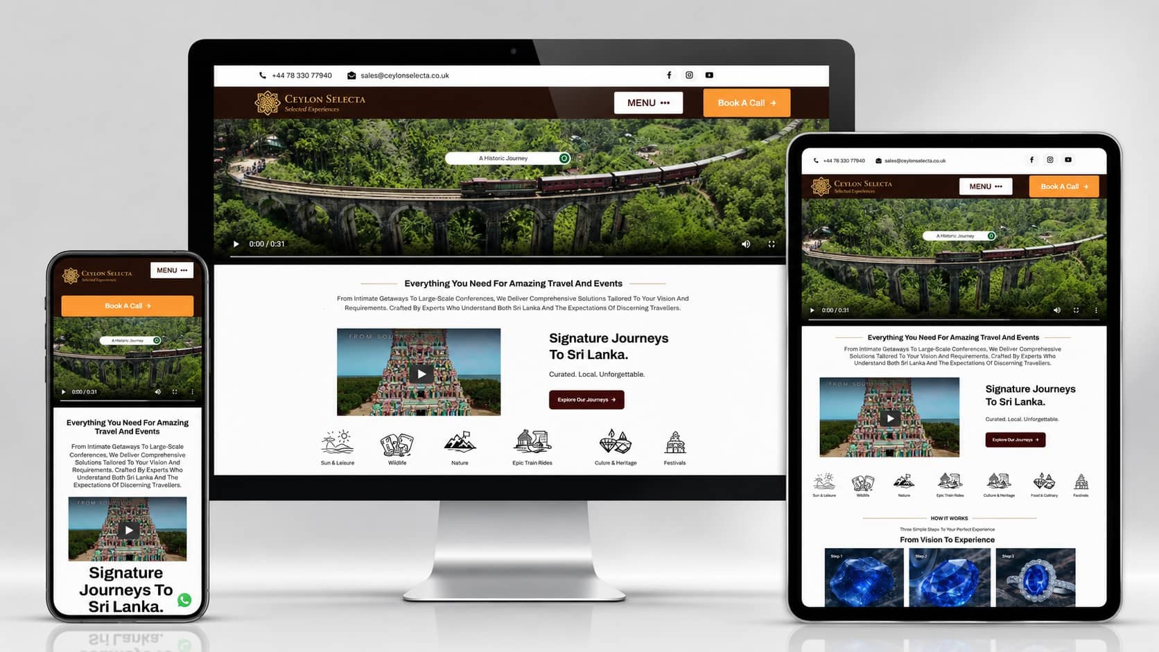 Ceylon Selecta travel and events website design
